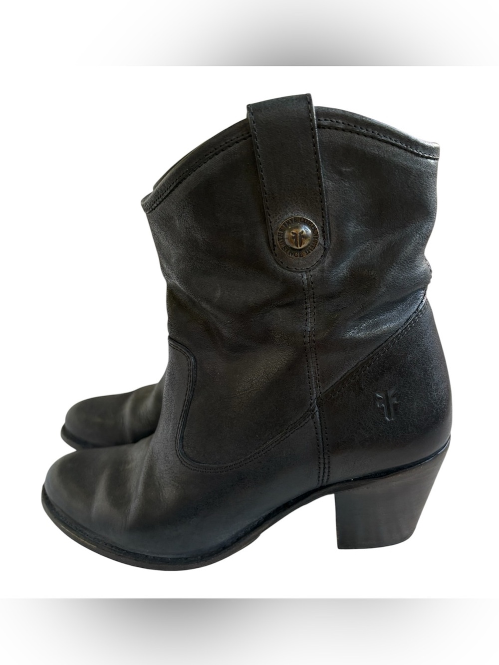 Frye Jackie Short Ankle Boot black leather pull on western cowboy boot sz 7